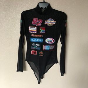 Black Graphic Long Sleeve Women Top